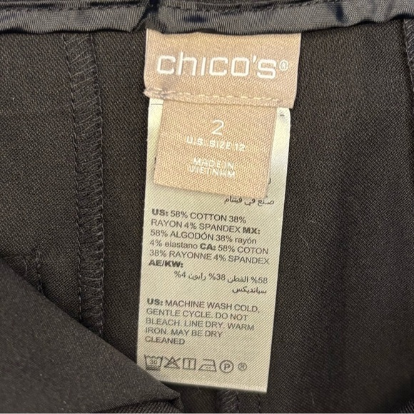 NWOT Chico’s Women’s Classic Black Tailored Ankle Length Pants Size 2 (12) - Picture 6 of 10
